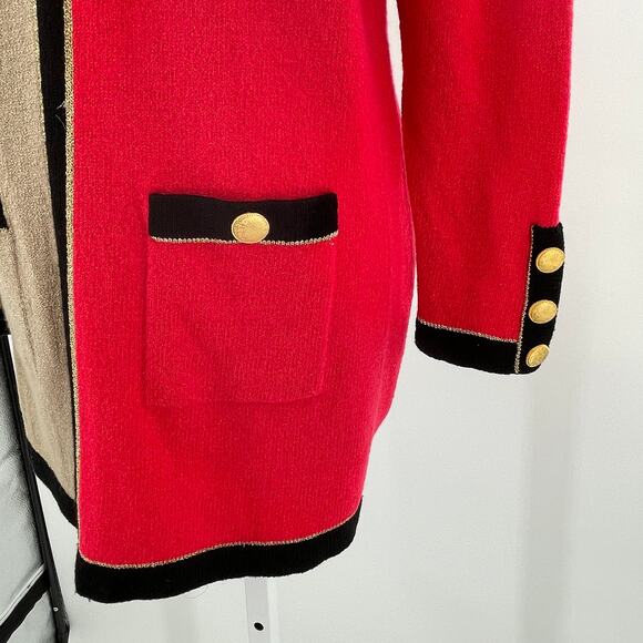 Don Sayres for Wellmore Vtg Red Tan Colorblock Wool Luxury Tunic Sweater 10 - Picture 3 of 10